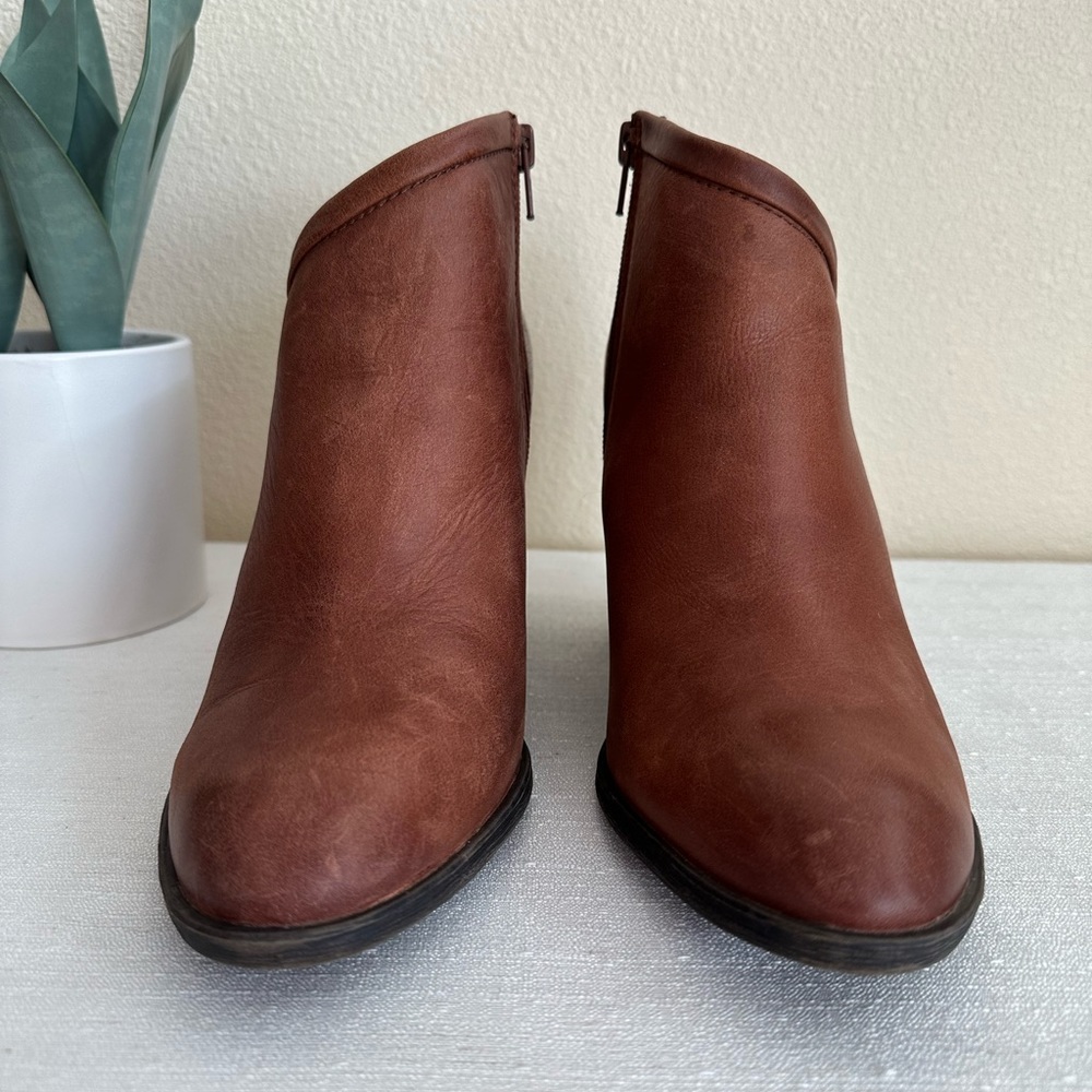 Lucky Brand Salza Brown Leather Heeled Ankle Boots Women’s 9.5M - Picture 5 of 12